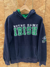 Vintage 90s Notre Dame Irish embroidered navy green hoodie size medium